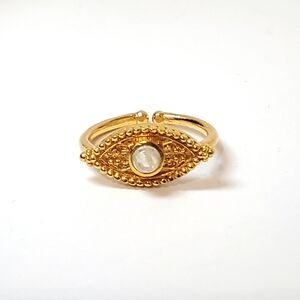 Karma and Luck Adjustable Evil Eye Ring, Size 7-9